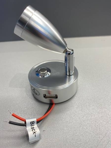 Leselampe 12 - 24 Volt, 3 Watt , 4000K mit Touch Dimmer und USB Anschluss